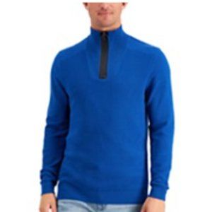 NWT Alfani Men's Quarter-Zip Sweater, Created for Macy's, Bright Blue Size Large